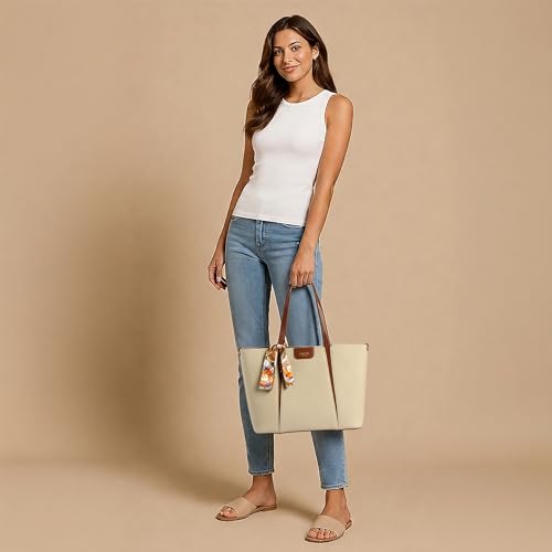 Image of EXOTIC Premium Serelle Weave Structured Tote Bag with Textured Finish and Secure Zip Compartment