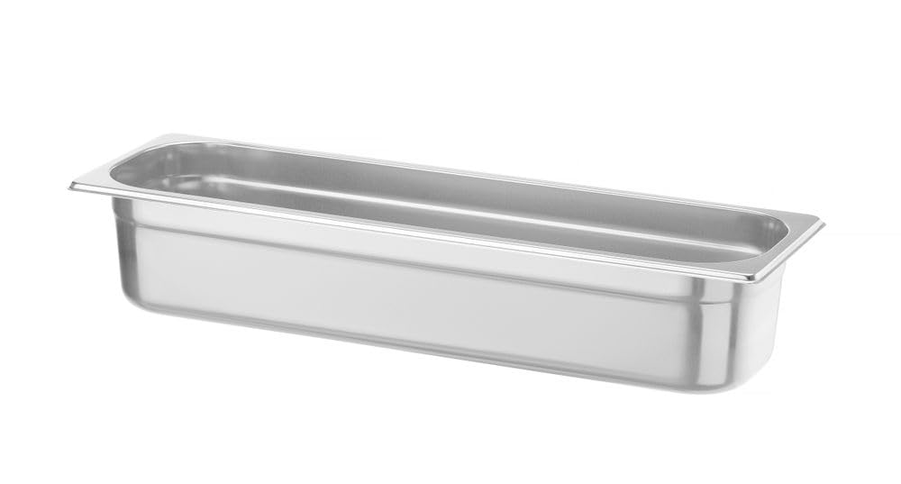 HENDI Contenitore Gastronorm, GN 2/4, resistenza termica -40 °C a 300 °C, compatibile con i forni a convezione, frigoriferi, bagno María, chafing dishes, 5.8L, 530x162x(H) 100mm, acciaio inox 18/10