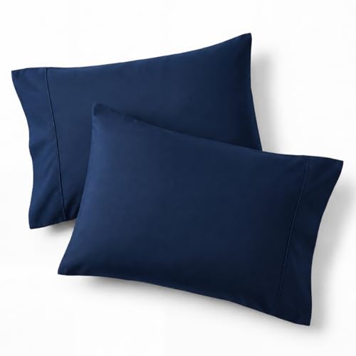 Image of Bedsure Pillow Cases Standard Size Set of 2 - Navy Brushed Microfiber Pillowcases, Super Soft and Cozy Pillow Case Covers with Envelope Closure for Kids, Wrinkle, Fade Resistant, 20x26 Inches