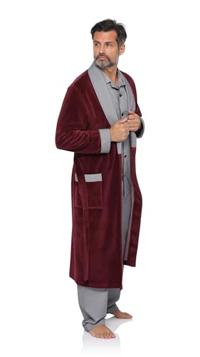 Revise RE-103 Robe de chambre pour hommes - Velours - Rouge - L