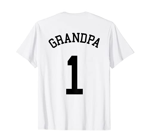 Mens Grandpa Team Uniform # 1 Football Popz Baseball Papa Rugby T-Shirt, White