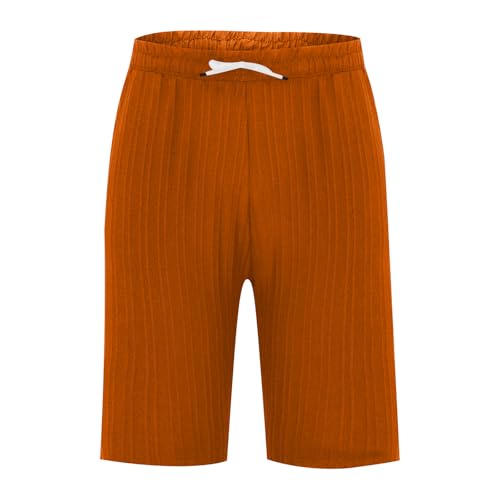 Men Cotton Linen Shorts Elastic Waist Summer Beach Short Pants with Pockets Solid Color Running Trunks4