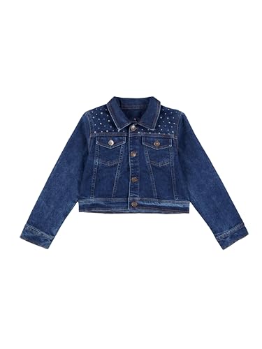 Image of Girls Full Sleeve Solid Crop Denim Jacket