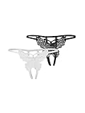 WDIRARA Women's Butterfly Embroidered Mesh Low Rise Underwear Bottom Panty Thong Butterfly White S