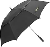 LANBRELLA Golf Umbrella Windproof Stick Umbrella Double Canopy Vented Auto Open Close 72 Inch-B1.1.Black