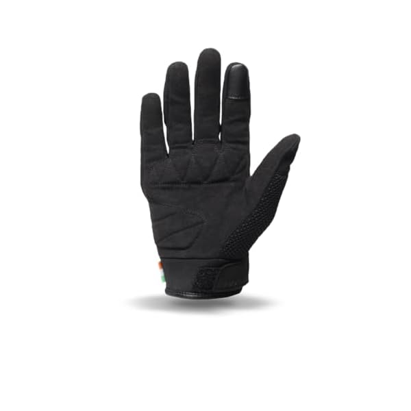 TVS Racing Beast Riding Gloves | All-Weather Riding Protection | Corduroy Top | PVC Knuckle Guard | Touchscreen Ready | Breathable Airmesh | Anti-Fatigue Padded Palm | Men’s Motorcycle Gloves(Black/L)