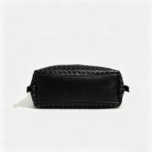 Image of Woven Leather Tote Bag For Women Crossbody Shoulder Bag Large Hobo Handbags Vegan Female Bag Vegetable Basket