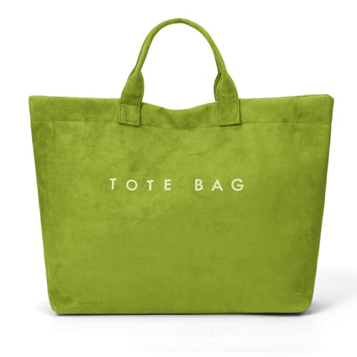 Suede Tote Bag for Women Large Soft Tote Bag for Work Travel Letter Print Hobo Bag Fashion Handbag miniatura 1