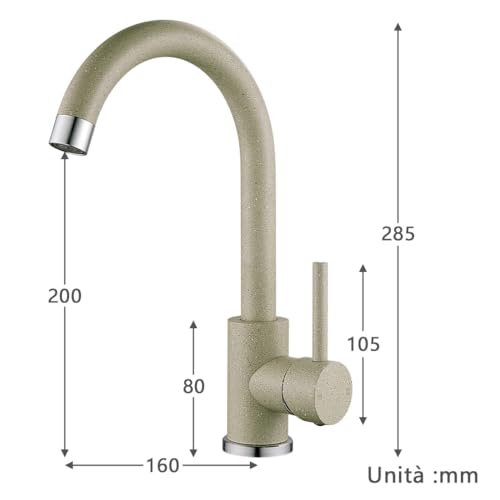 Küchenhahn Beige, Mischer für Waschmaschine mit 360 ° drehbarem Becken, Edelstahl