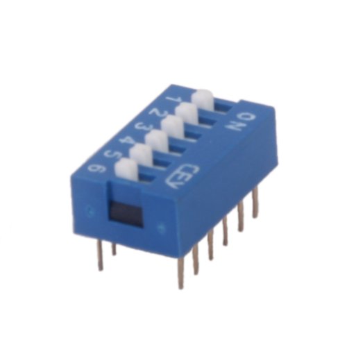 COMBR 10pcs 6P 6 Position DIP Switch 2.54mm Pitch 2 Row 12 Pin Slide Switch - Blue-image-1
