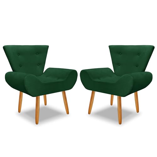 kit 2 poltrona Decorativa Emília Consultório Escritório (VERDE)