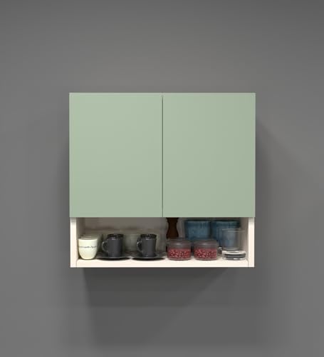 Image of SPECIALITY PANELS 2 Door Mirror Glossy Triple Layered UV Resistant Handless Cabinet Wall Mounted Storage Unit with Space Organizer Cupboard for Kitchen Bathroom Living Room Organizer | DIY Assembly