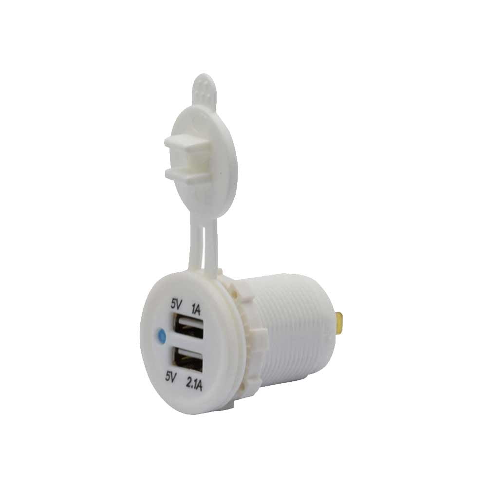 5V Dual USB Car Charger 3.1A Power Socket 12V-24V RV Marine Bus Modified White Waterproof USB Port USB Charger Socket for Marine Truck Motorcycle Car etc