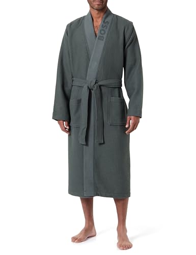 BOSS Kimono para hombre Waffle 10189731 04 Dressing_Gown, Verde abierto., L