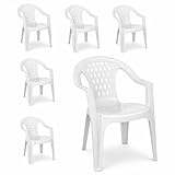 VIRSUS Set 6 Sedie da Giardino in Polipropilene di colore BIANCO, misura 57x61,5x79 cm, Se...