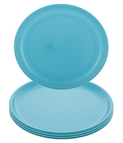 Image of Kuber Industries 4 Pieces Unbreakable Round Plastic Microwave Safe Dinner Plates (Green) - CTKTC034607