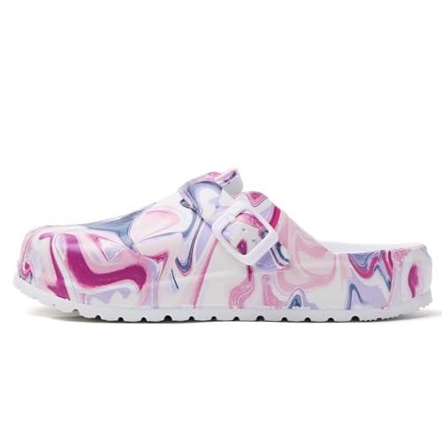 Image of Eliogn Women's Garden Clogs with Print, Waterproof Slip Resistant Work Clogs, Lightweight EVA Slip-On Mules, Cushioned Comfortable Shoes for Nurse, Chef, Kitchen, Beach