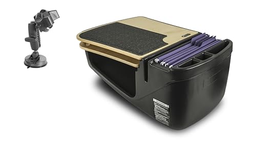AutoExec GripMaster Car Desk for Your Vehicle Workstation and Mobile Office, Birch with Suction Phone Mount
