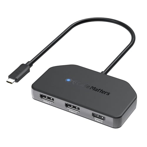 Cable Matters 4K@60Hz Triple Display USB C MST Hub (2X DisplayPort 1.4, 1x HDMI 2.0), with 100W Charging for Windows - Not Compatible with macOS