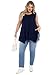 LARACE Womens Plus Size Tank Tops Summer Sleeveless Shirts Casual Loose Tunic Blouses(Navy Blue L)