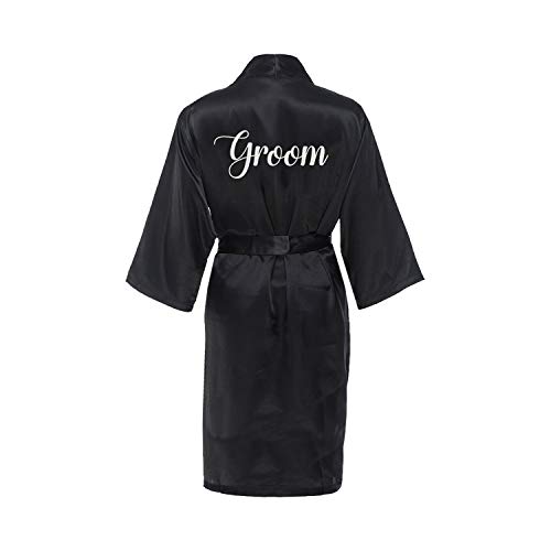 Classy Bride “Groom” Black Satin Robes for Men – Ideal