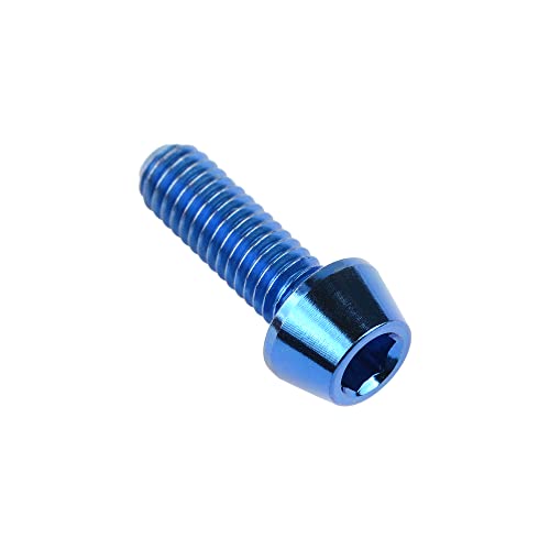 Image of Titanium Ti DIN912 M4 8 10 12 15 20mm Tapered Head Hex Bolts Bicycle Screws Pack of 6 (Blue, M4x12mm)