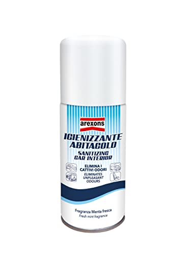 AREXONS Igienizzante Abitacolo, Igienizzante Per Auto, Elimina Odori e Igienizza, Deodorante Spray Fragranza Menta, 150 ml