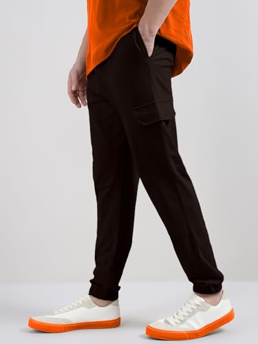Image of Veirdo 100% Pure Cotton Regular Fit Mid Rise Trackpants with Side Pocket for Men & Boys