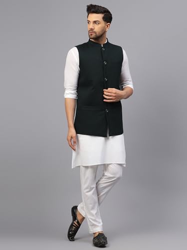 Image of LATEST CHIKAN Men's Traditional Tweed Cotton Checkred Premium Nehru Jacket /Waistcoat