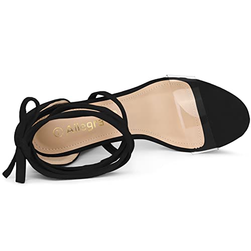 Allegra K Allegra K Women's Clear Platform Lace Up Chunky Heels Black Sandals 8.5 M US