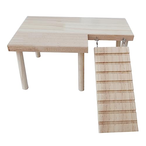 COSMEVIVI 木製ハムスターおもちゃ プラットフォーム はしご付き 小動物用登り遊び道具 ネズミ ケージ内設置 な噛み心地で歯の健康をサポート