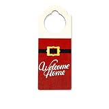 ZOHIKO Adorno de perilla de puerta de Navidad, decoración de Navidad de madera para manija de puerta, calcetín de Navidad de madera, colgante de muñeco de nieve de Papá Noel, decoración de manija de
