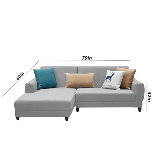 Image of Kraven LHS 4 Seater L Shape Sofa Set for Living Room (Grey Fabric) Premium Fabric Sofa