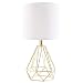 CO-Z Modern Table Lamp with White Fabric Shade, Gold Desk Lamp with Hollowed Out Base 18 Inches in Height for Living Room Bedroom Dining Room