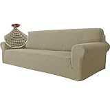 Ystyle Funda Sofa 4 Plazas, Ajustables Fundas Sofa Elasticas, Protector Sofa Gatos Arañazo y Perros Mascotas, Funda de Sofá con Reposabrazos Antideslizante Antimanchas Lavable, Caqui