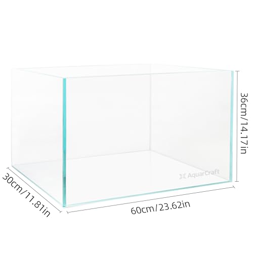 Image of Ultra Clear Glass Fish Tank, 16 Gallon，6mm Thickened Rimless Aquarium Tank Low Iron, Large Big Aquarium 23.6in x11.8 in x14.2in | 6mm thick low iron glass, 23.6 x 11.8 x 14.2 in wide design for aquascaping, planted tanks, betta fish and shrimp