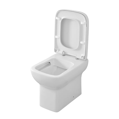 Wc Filomuro Salvaspazio Senza Brida E Scarico Universale, In Ceramica Bianco Lucido Con Profondità 48,5 Cm, Serie Ginevra - 3