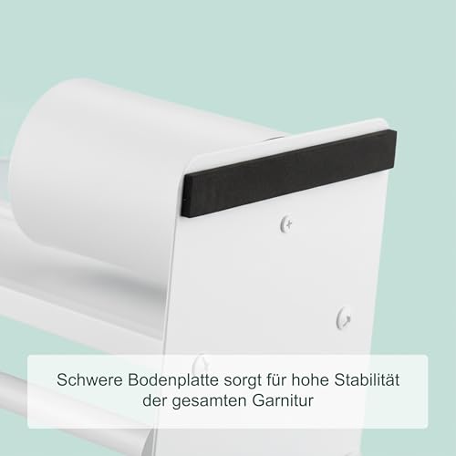Relaxdays WC Garnitur, HxBxT: 65 x 21 x 18 cm, stehender Klopapierhalter, Klobürste, Ersatzrollenhalter, weiß/Natur