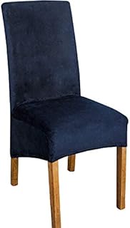 Crushed Velvet Fabric Stretchable XL Chair Covers for Dining Chairs Wedding Banquet Party Chair Protective Slipcover (velvet fox Navy blue, set of 6)