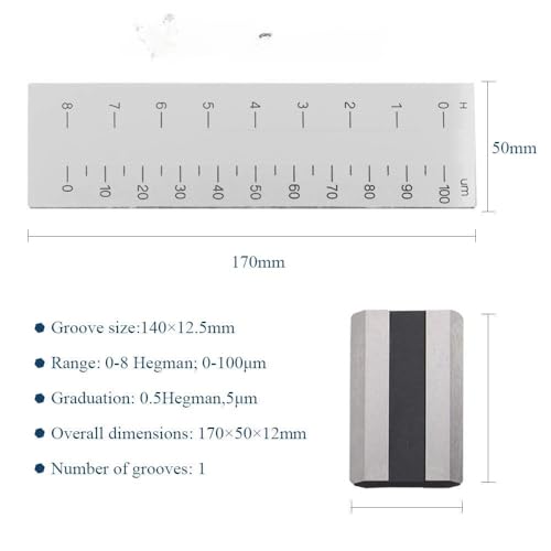 Grindometro, calibro di finezza della macinatura a canale singolo, calibro, calibro Hegman in acciaio inossidabile, 0-100μm 0-8 Hegman (0-50um)