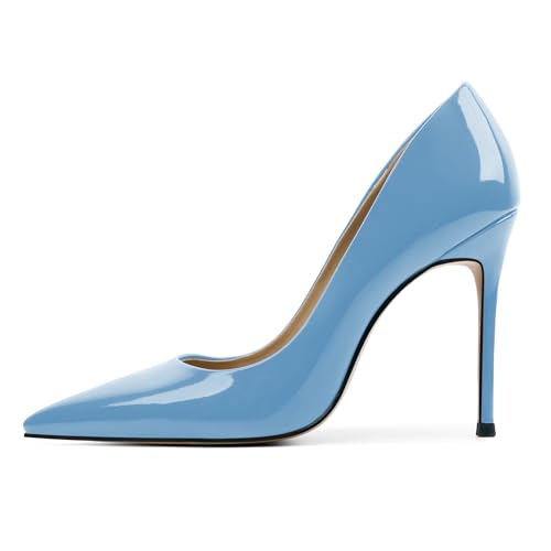 Image of Eldof Women's Classic Dress Pumps Shoes, Sexy Pointed Toe 4 inch Stiletto High Heels, Office Formal Slip On Size 5-13