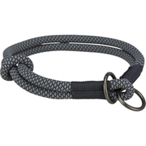TRIXIE Soft Rope Zug-Stopp Halsband Größe L: Halsumfang 50 cm/13 mm in schwarz - stufenlos verstellbares Hundehalsband aus gewebtem Tau für Hunde, einfacher Verschluss - 1984701