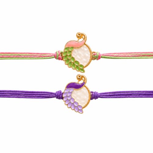 Image of FINEMOE Handmade Peacock Rakhi Set for Brother, Stylish Modern Pair