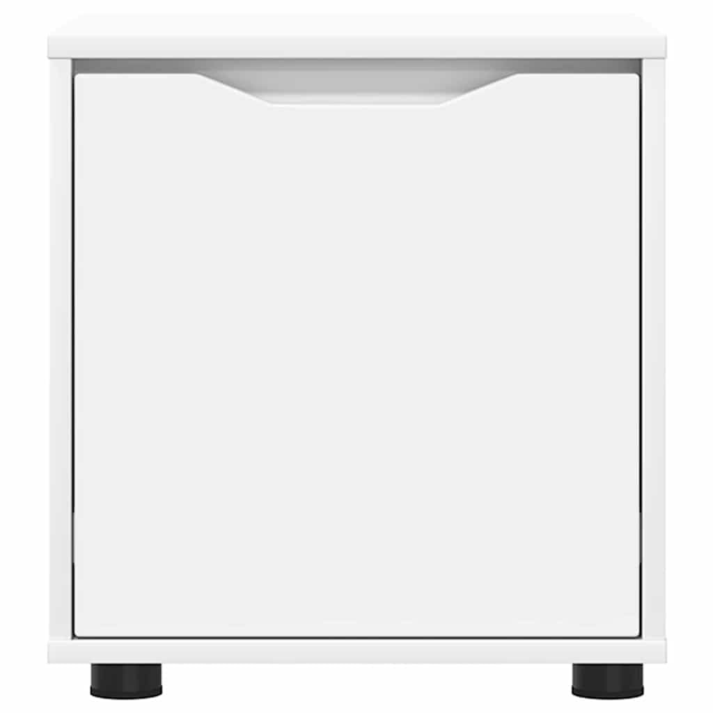 Badezimmerschrank Weiß, 40,5 x 40 x 44 cm Badschrank aus Holzwerkstoff mit Schublade und Fach, moderner Unterschrank für Kosmetik und Handtücher, minimalistisches Design