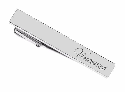 Personalized Hand Polished Silver Stainless Steel Tie Clip Custom Engraved Free - Ships from USA2