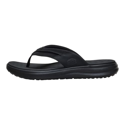 HEYDUDE Mens Finn Flip Sandal Black Size 10 | Lightweight Easy On Style | Travel Ready Casual Flip Flops for Men