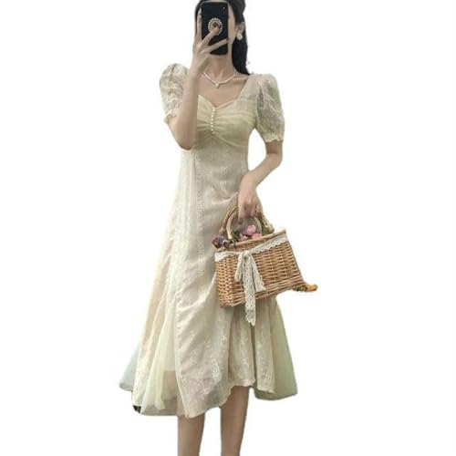 Robe française col carré rétro idéale pour un tea break estival