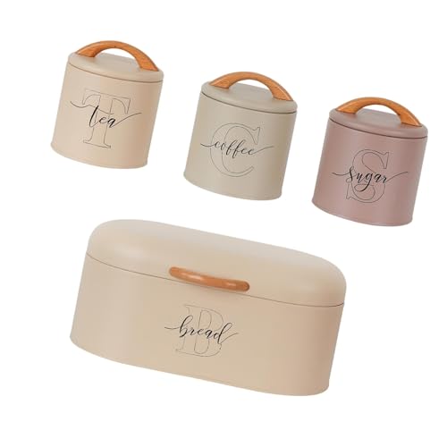 Llazsybz 4X Sugar Coffee Tea Canisters Bread Container with Handle