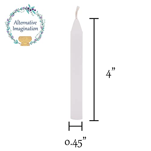 Alternative Imagination White Chime Candles - 20 Pack of Unscented 4 Inch Mini Taper Candles - Dripless Long Burning Ritual Candles for Meditation, Spell Work, Cleansing, Peace & Home Decor