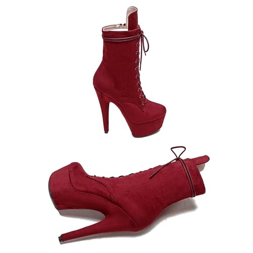 Image of WUXIN H&P 6 in Pole Dance Boot Shoes For Women,Exotic Stiletto Shoes Platform,Stiletto Platform Pole Dancing Ankle Boots Heels
